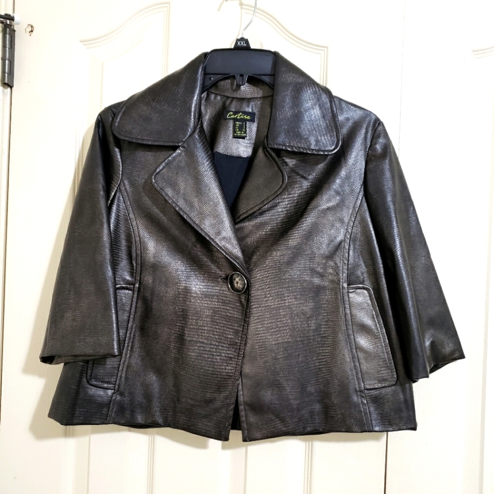 Cartise Faux Leather 3/4" Sleeve Jacket Size 6